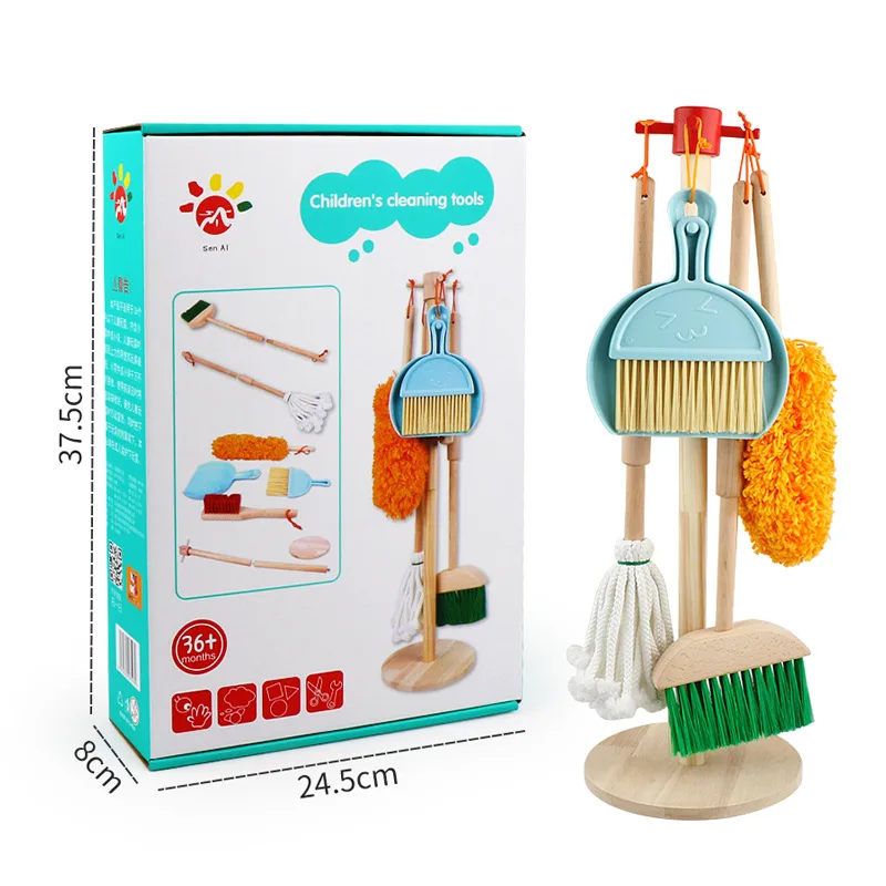 Children's Cleaning Tools Toy Set Mini Broom Dustpan Mop Cleaning Tool Set Boy Girl Play House Montessori Teaching Aid Toy - Image 5