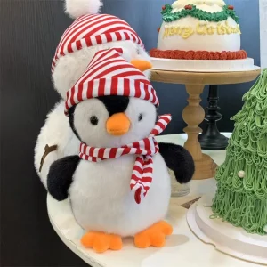 Penguin Stuffed Animal Toy with Bib Lifelike Soft Penguin Plush Toy Penguin Plush Doll Pillow Aquarium Ski Resort Gifts