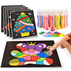 Children Colorful Sand Art Kit Baby DIY Sand Painting Sensory Activity Toys Montessori Educational Toy for Kids