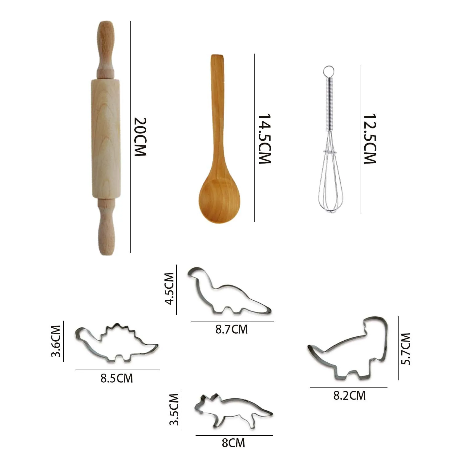 11PCS Kids Baking Set Cooking Set Dinosaur Apron and Chef Hat Set for 3~8 Year Old Girls Boys Role Play Toys - Image 3