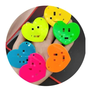 Fluorescent  Heart-shaped Acrylic Sheet Toy for Decorating Keychain Scrapbook