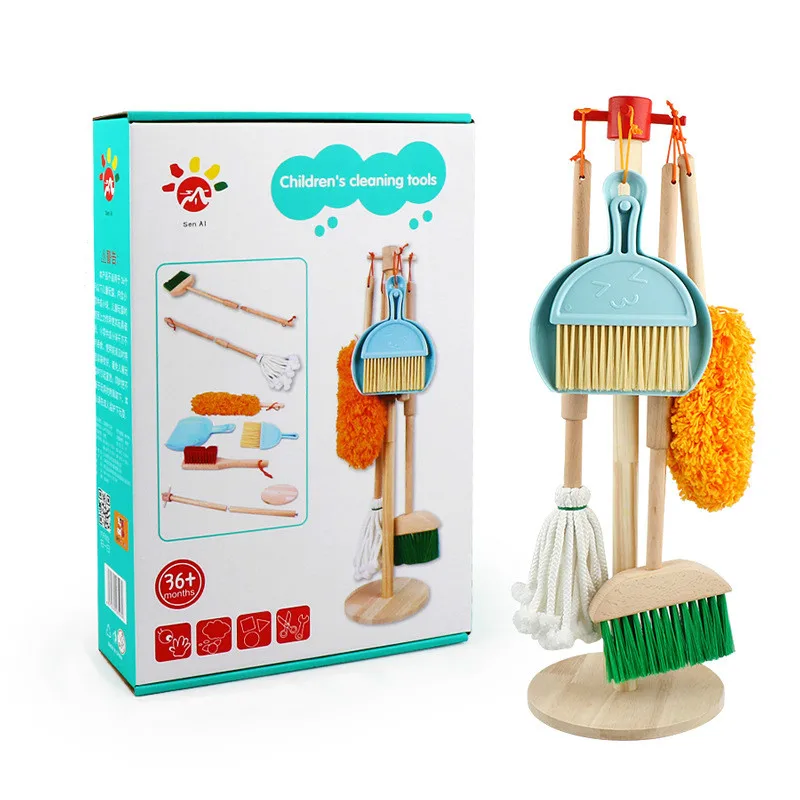 Children's Cleaning Tools Toy Set Mini Broom Dustpan Mop Cleaning Tool Set Boy Girl Play House Montessori Teaching Aid Toy - Image 6