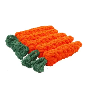 Factory Supply Carrot Cotton Rope Knot Toys for Dogs and Cate Chewing Playing Interactive Pet Accompany Teeth Cleaning Toy