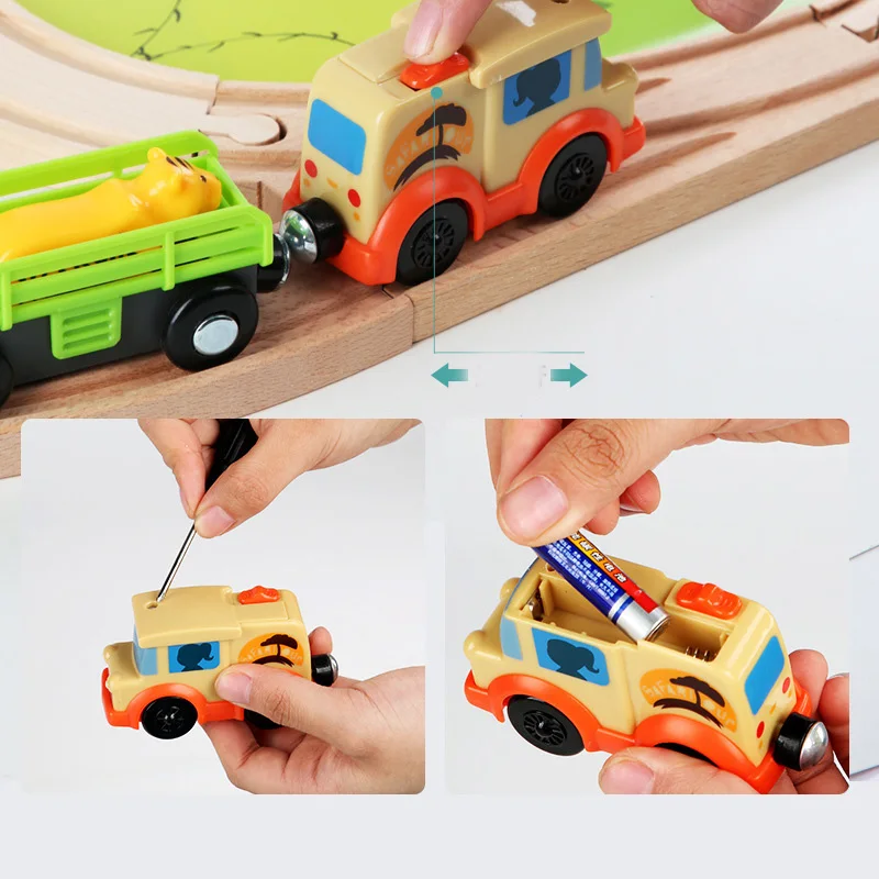 High Quality Kids Wooden Toys 107 Pcs of Jungle Beech Train Track Set Electric Train Children's Creative DIY Assembled Car Toy - Image 2