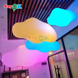 1.5m Long PVC Airtight PVC Cloud LED Inflatable Decorations with Air Pump for Wedding & Music Festival Inflatable Toy Accessory