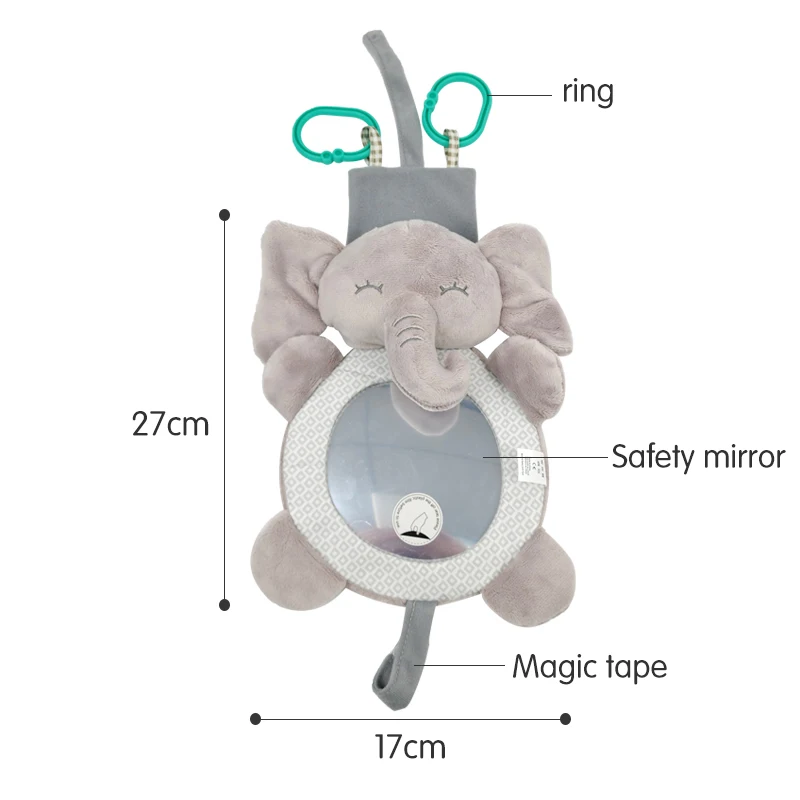 Rabbit Elephant Car Rearview Mirror for Back Seat Real Facing to See Baby Backseat Toy B050
