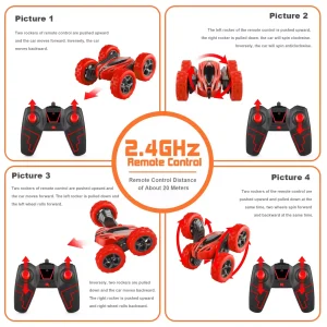 2.4GHz Remote Control Stunt RC Car Fast Stunt RC Car Double Sided 360 Degree Rotating Stunt Car Toy With Headlights