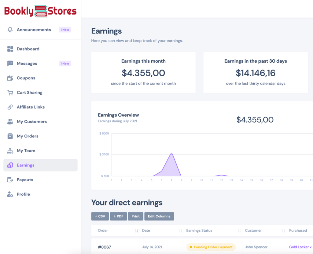 Earnings. View & Track